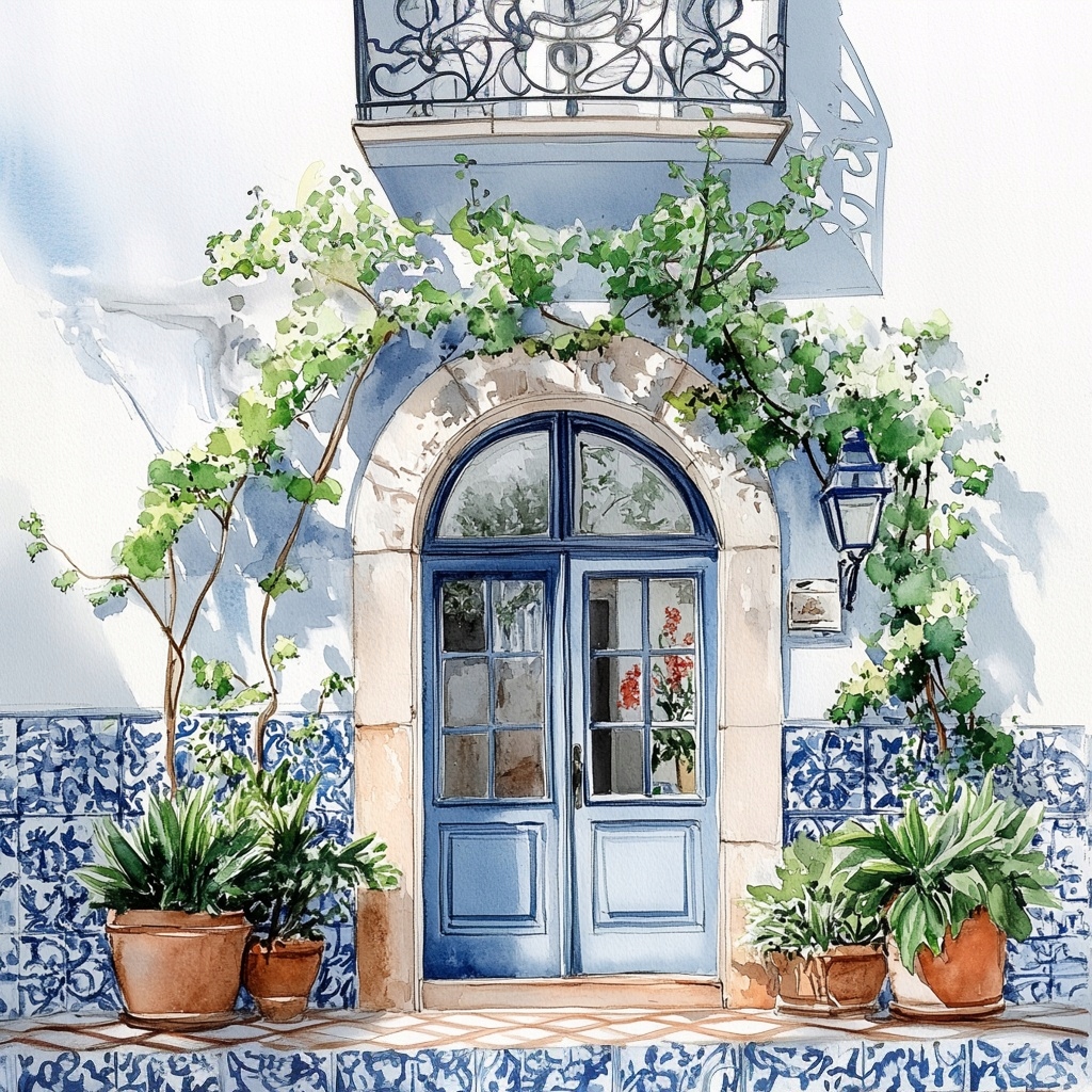 Obraz Na Plátně Canvas Architektura Dveře Azulejos Keramika 80x80