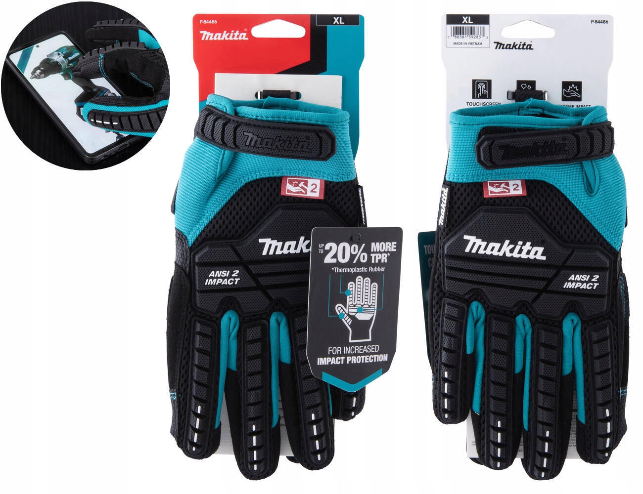 Makita Rękawice ochronne robocze Impact skórzane mocne rozmiar XL P-84486