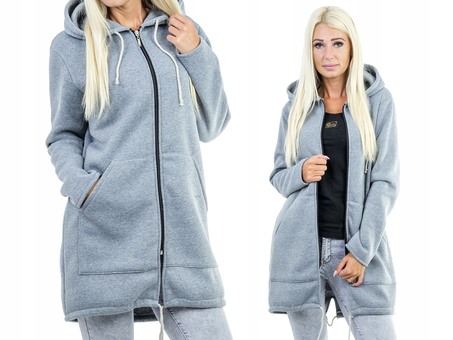 

M122 Bluza Kardigan Kaptur Szary r. 44