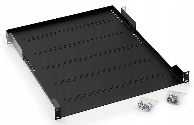 Triton Regál s perforáciou 19", 1U/ 650 mm, nosnosť 40 kg, čierny Rab…