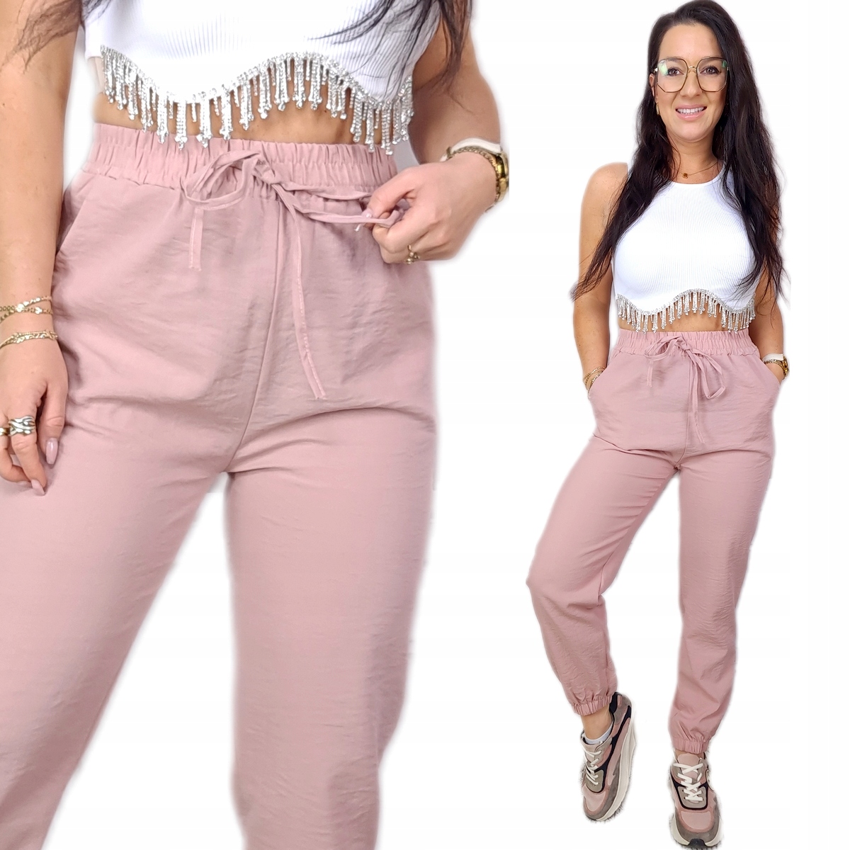 

Stylowe Spodnie Alladynki zwiewne Casual, L/XL