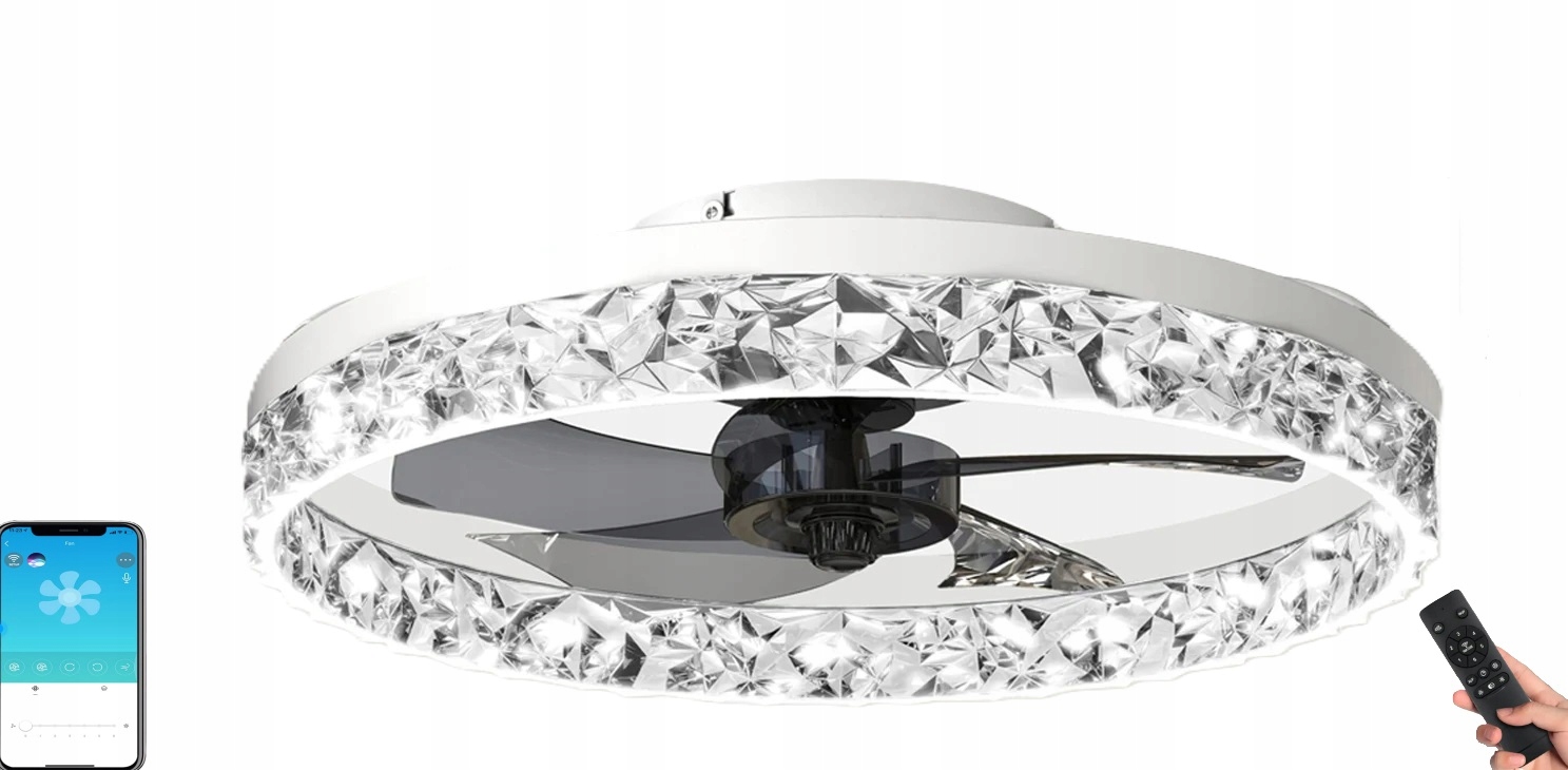 Led závesná stropná lampa s ventilátorom, biela diaľkový ovládač, aplikácia