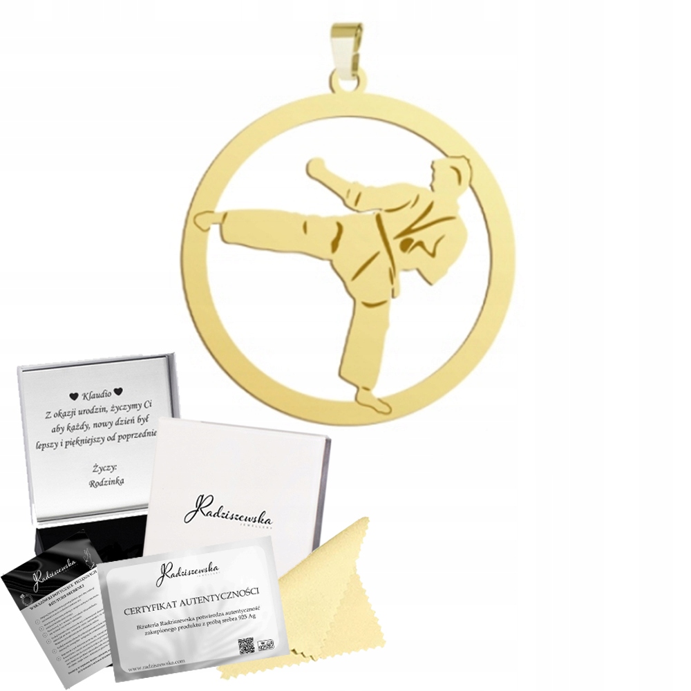 Zlatý Přívěsek Z Ju Jitsu Přívěsek Karate Stříbro 925 Dárek Gravírování Bonus