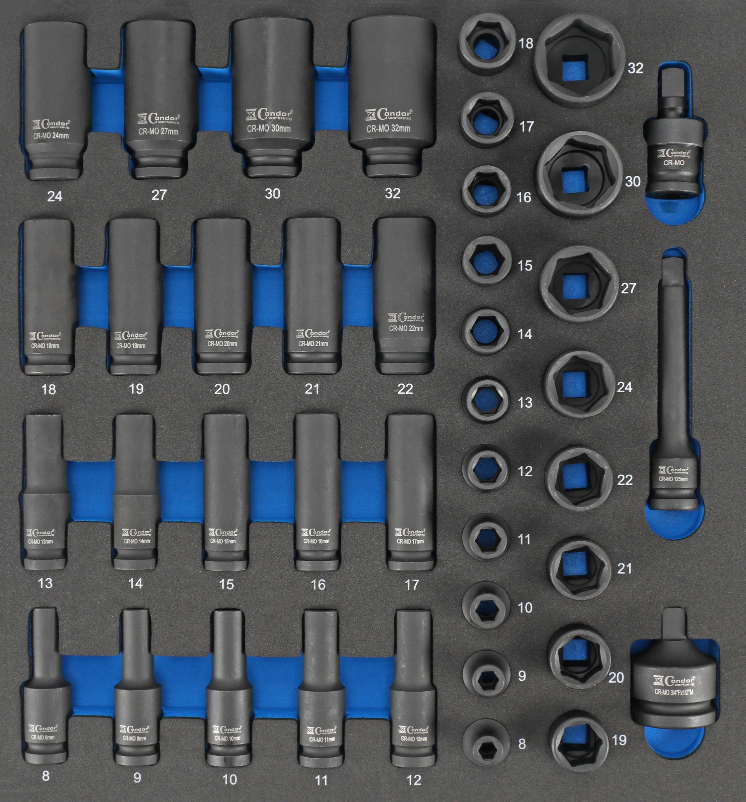 Nástavce Udarové Kľúče 1/2" Krátke Dlhé 8-32 mm Condor WC.7141