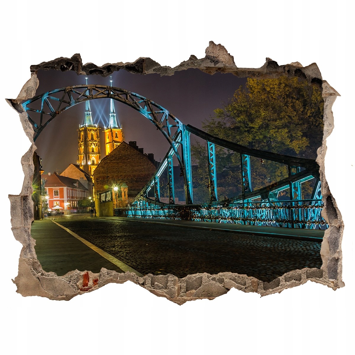 

Fototapeta dziura na ścianę 3d Most zakochanych