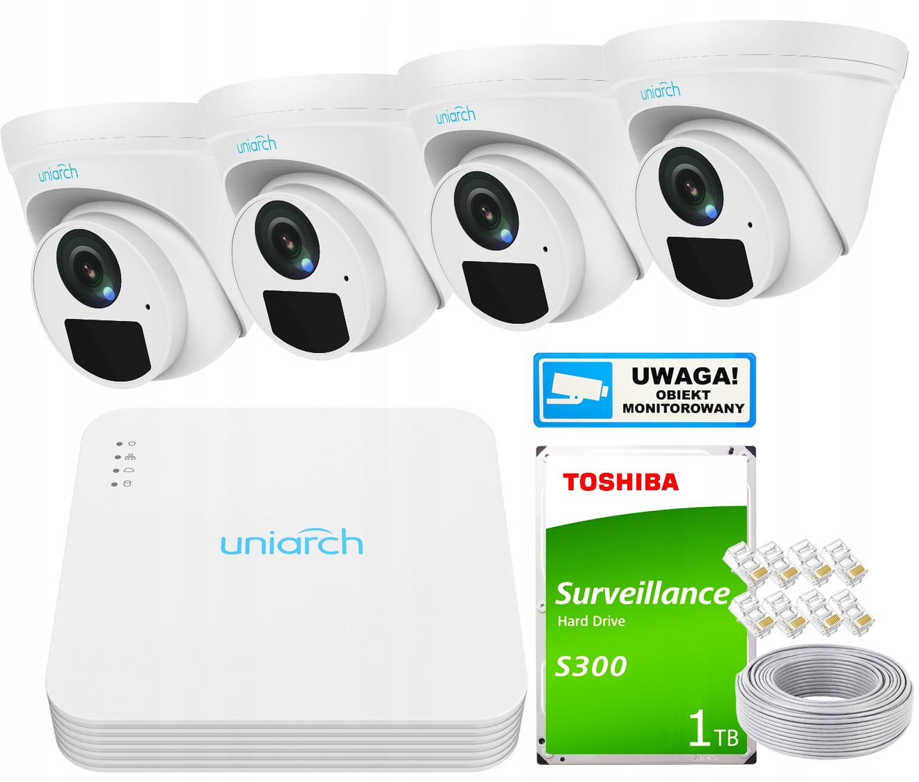 Zestaw Monitoringu IP 4 Kamery FHD z Mikrofonem