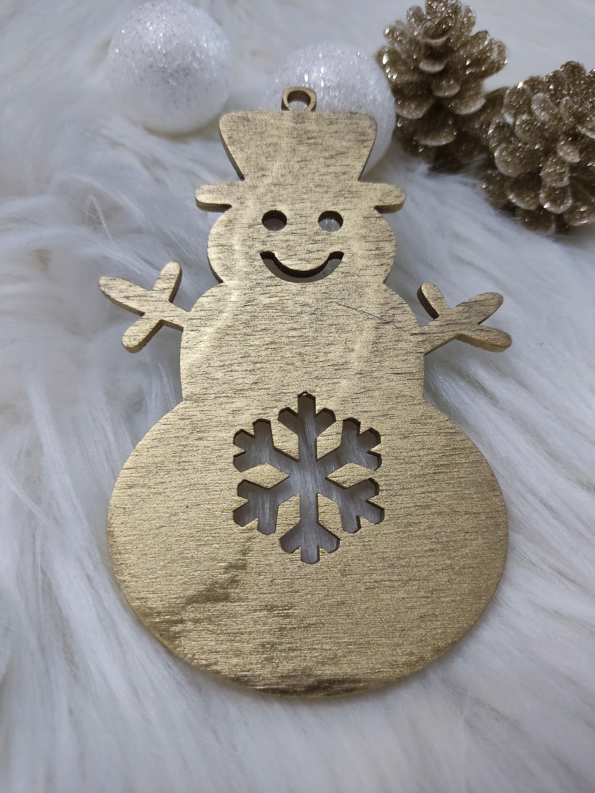 DREWNIANA BOMBKA NA CHOINKĘ zawieszka złota Marka inna