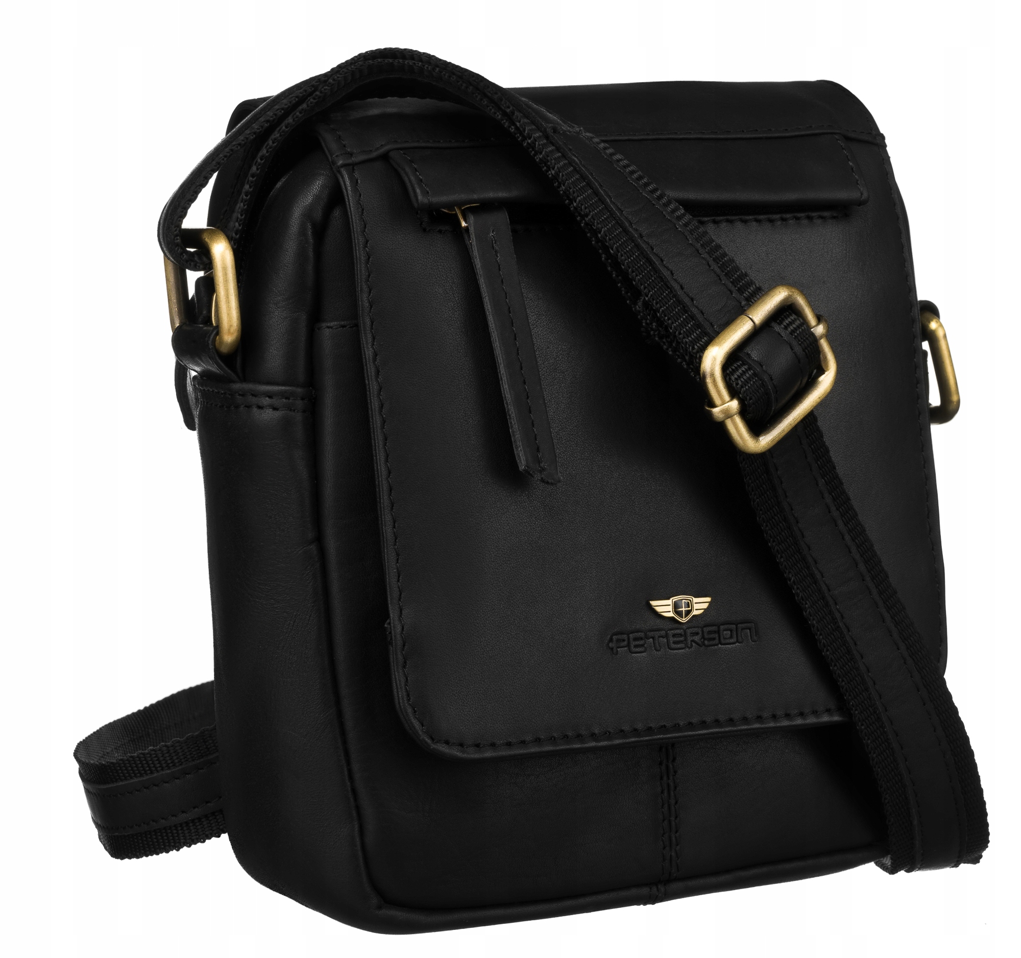 Pánská kožená taška Peterson, malá kabelka přes rameno s klopou, taška přes rameno