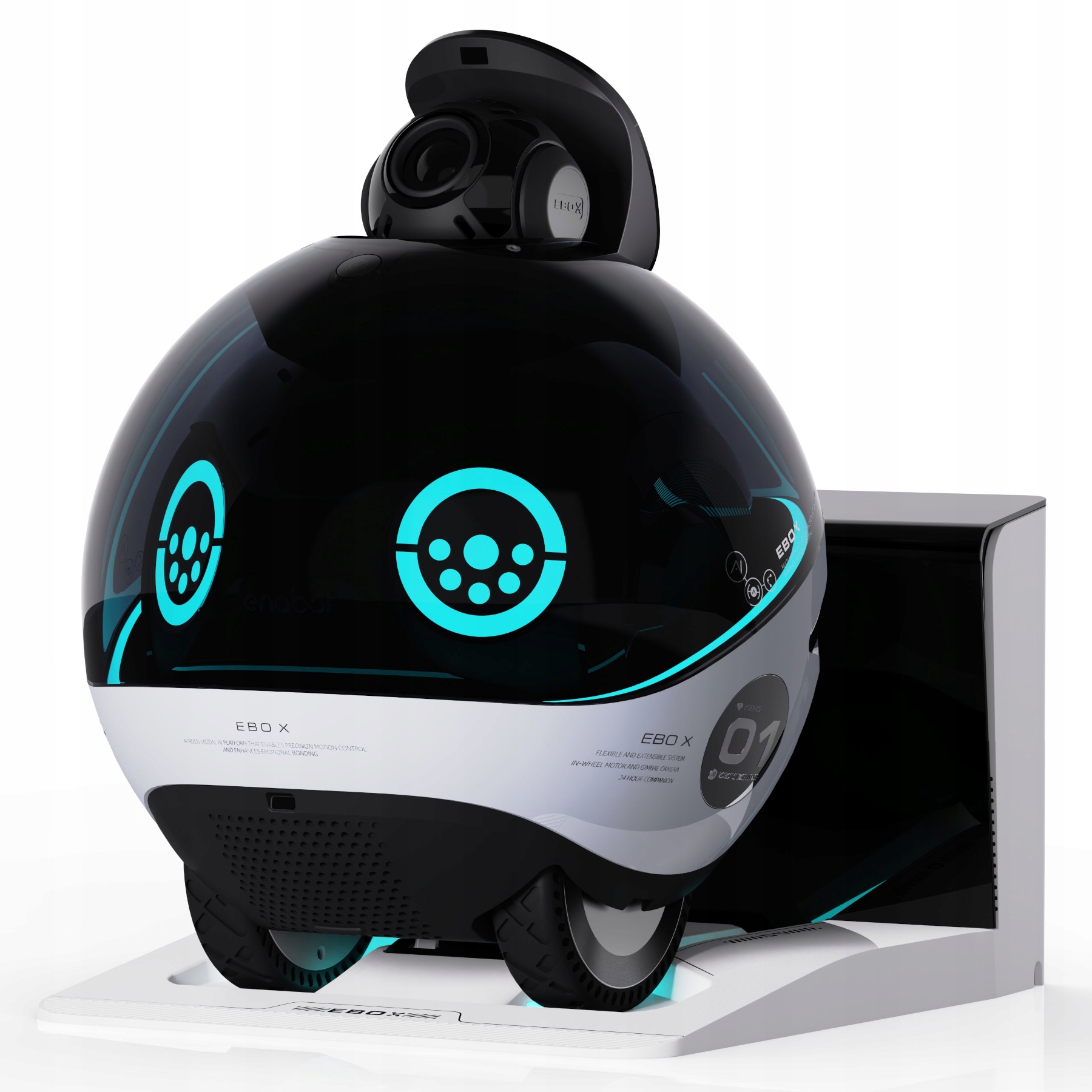 EnaBot Ebo X domáci mobilný monitorovací robot Ai kamera 4K audio zábava