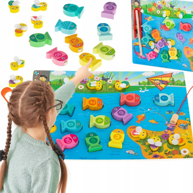 

Łowienie rybek gra drewniana rybki na wędkę magnes