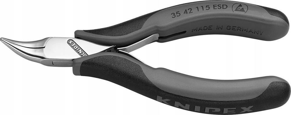 Esd uchopovací kleště, ploché a kulaté čelisti, ohnuté 115 mm Knipex