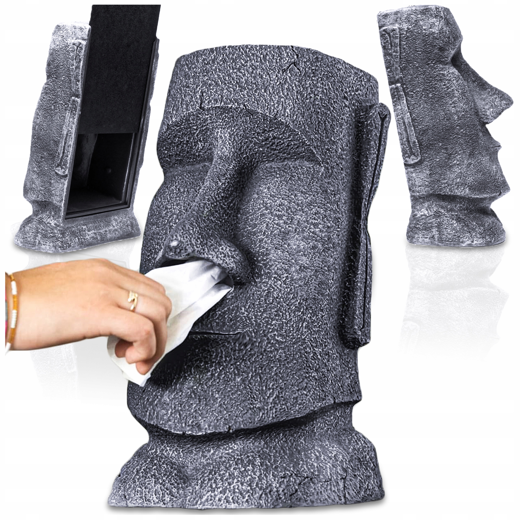 Figurka Moai Zásobník Na Kapesníky, Pryskyřice, Dekorace, Dispenzer, Loft 32 CM