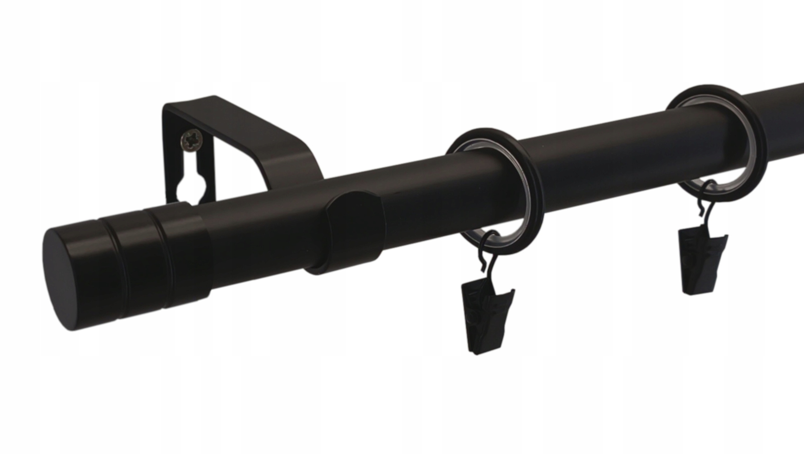 Jednoduchá Garnýž Kovový loft barva černá mat mix koncovek 19 mm 340 cm