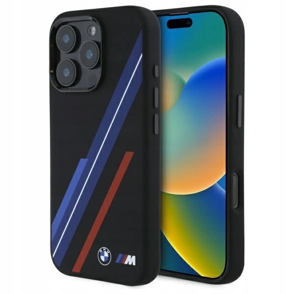 Pouzdro Bmw Silicone Random Lines MagSafe pro iPhone 16 Pro Max černé