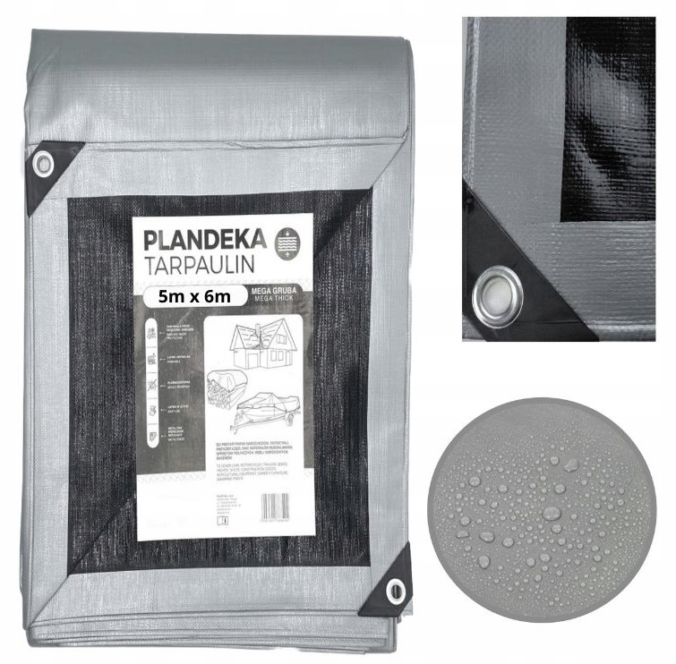 Ochranná plachta 5x6 m Stříbrná Pevná 260 g/m² Voděodolná s očky