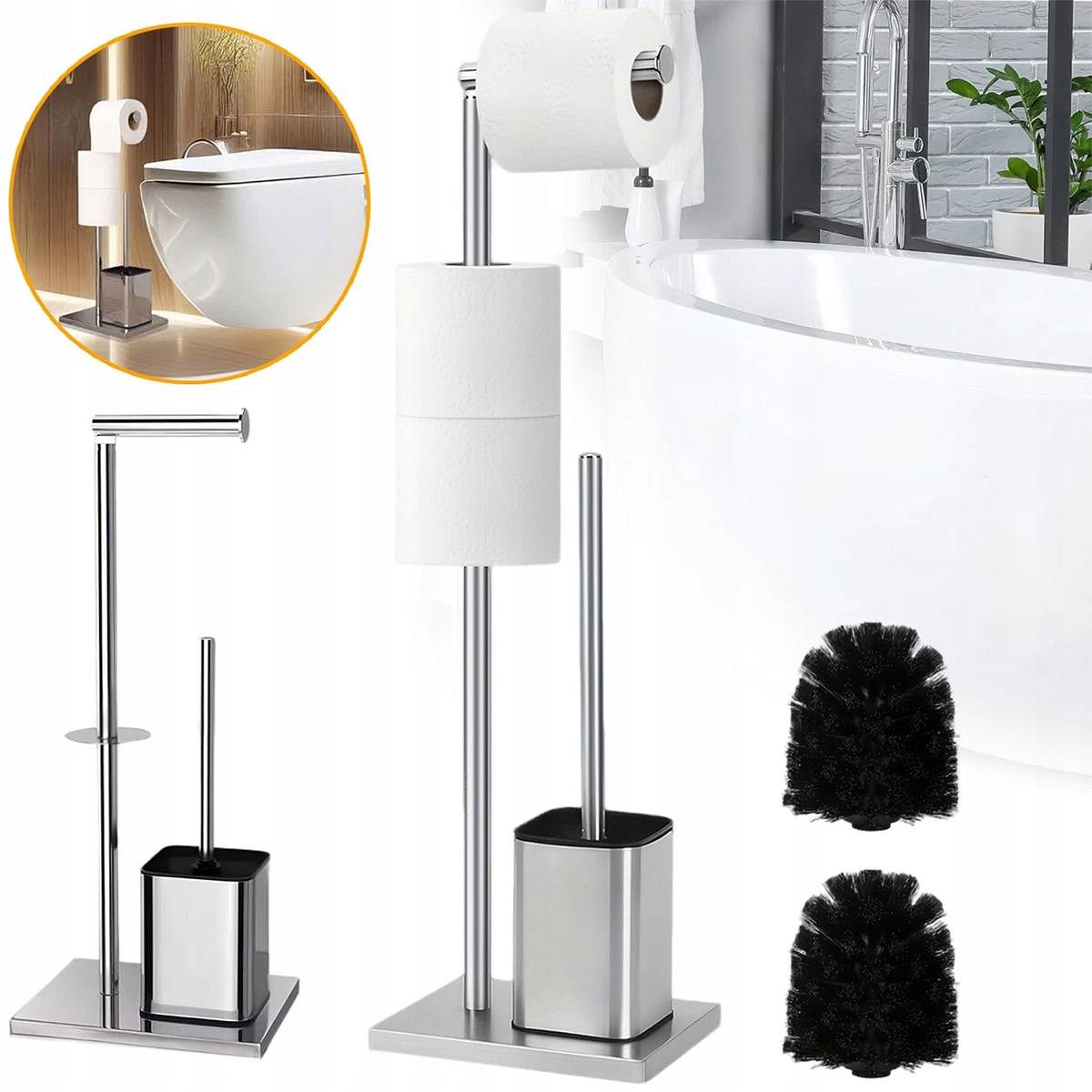 Stojak na papier toaletowy i szczotkę do Wc loft ze szczotką do wc