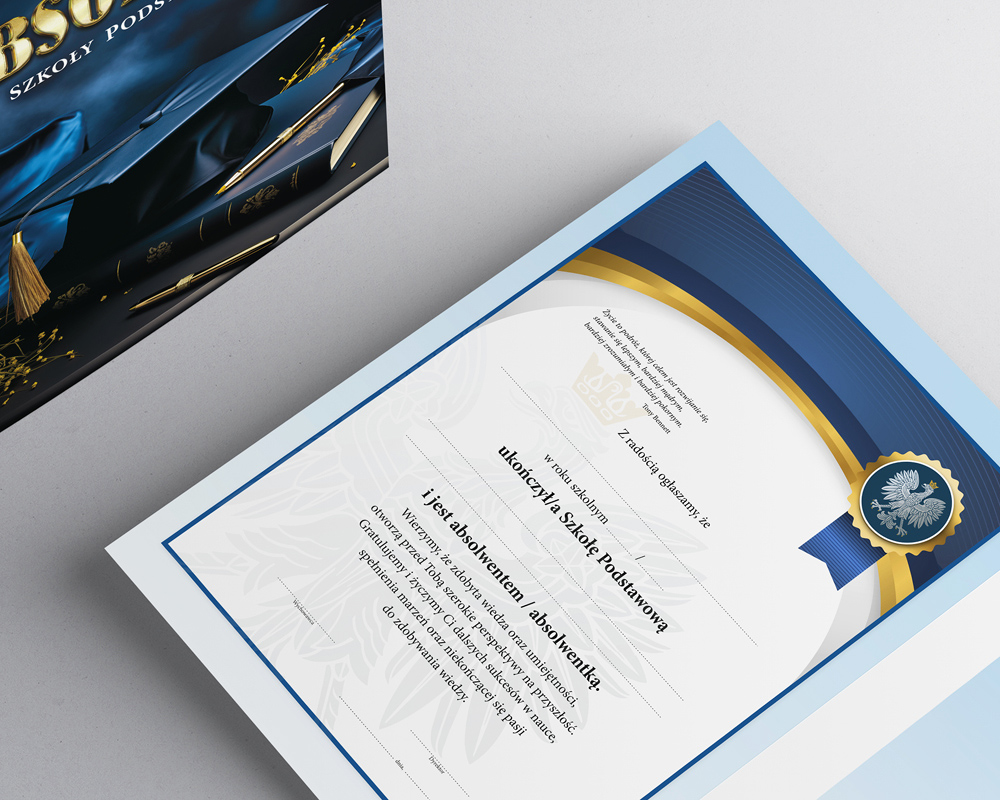 TECZKA ABSOLWENT SZKOŁY PODSTAWOWEJ TECZKA ABSOLWENTA NA DYPLOM ŚWIADECTWO Format A4