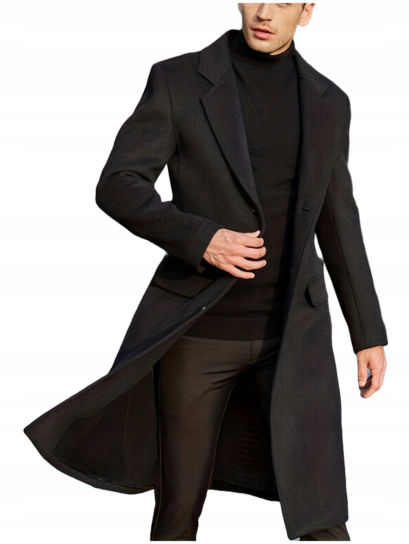 ELEGANCKI MODNY PŁASZCZ MĘSKI JESIENNY ZIMOWY DŁUGI