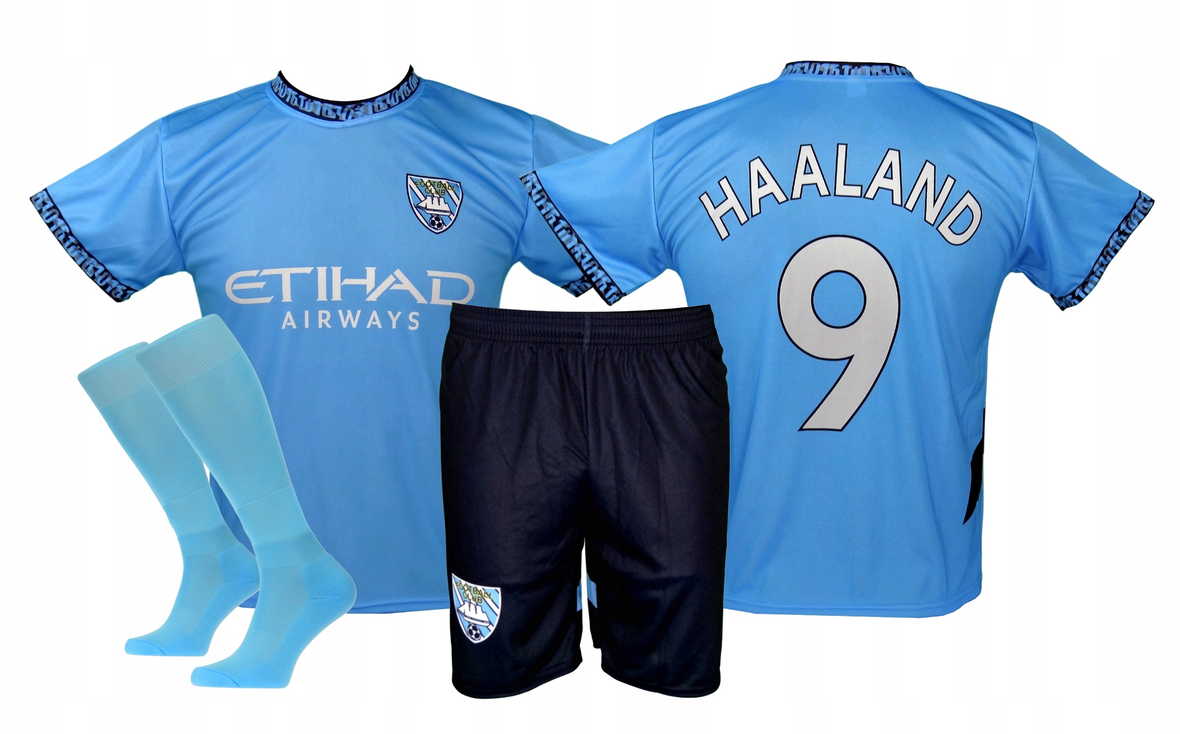 Haaland strój piłkarski sportowy koszulka spodenki getry rozmiar 140