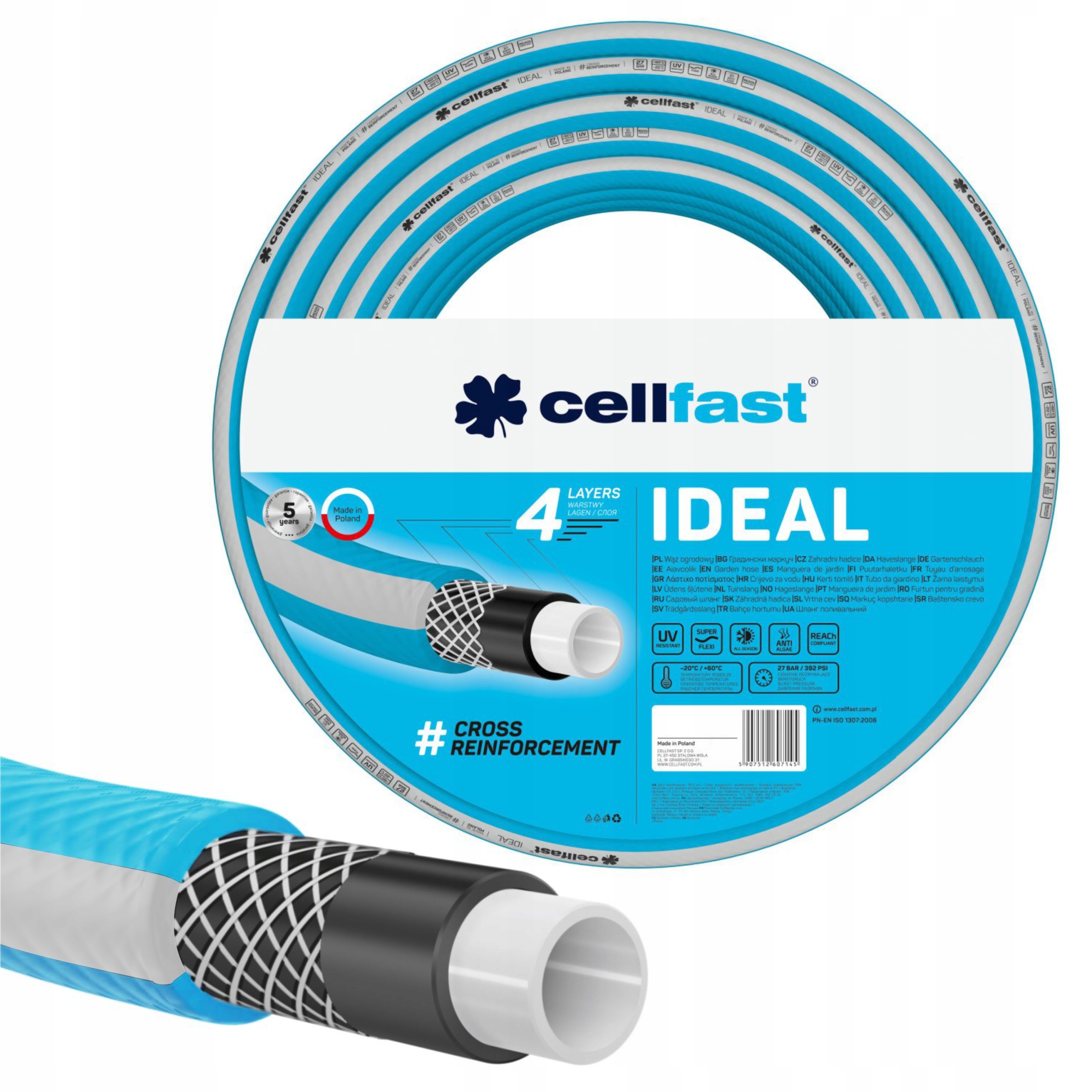 Cellfast Zahradní Hadice Ideal 4-VRSTVÁ 27 Bar 1/2'' 50 M Polský