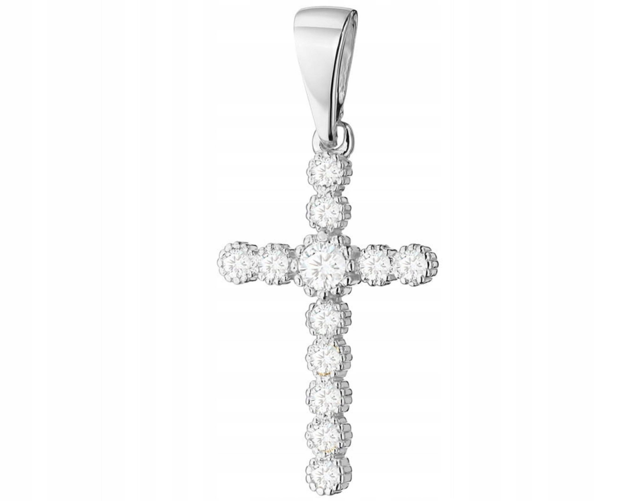 Bílé Zlato Přívěsek Křížek Diamanty Dárek 585 Gravírování Pro Ženu