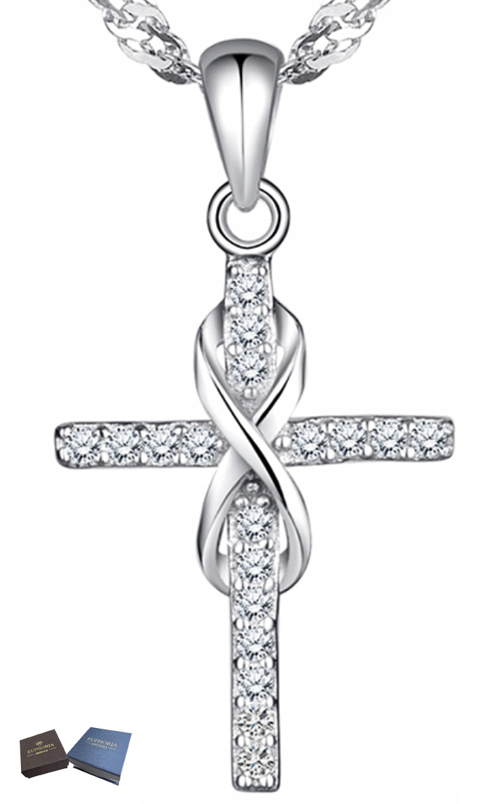 Stříbrný náhrdelník s křížkem 925 Infinity se zirkony Dárek k výročí/oslavě