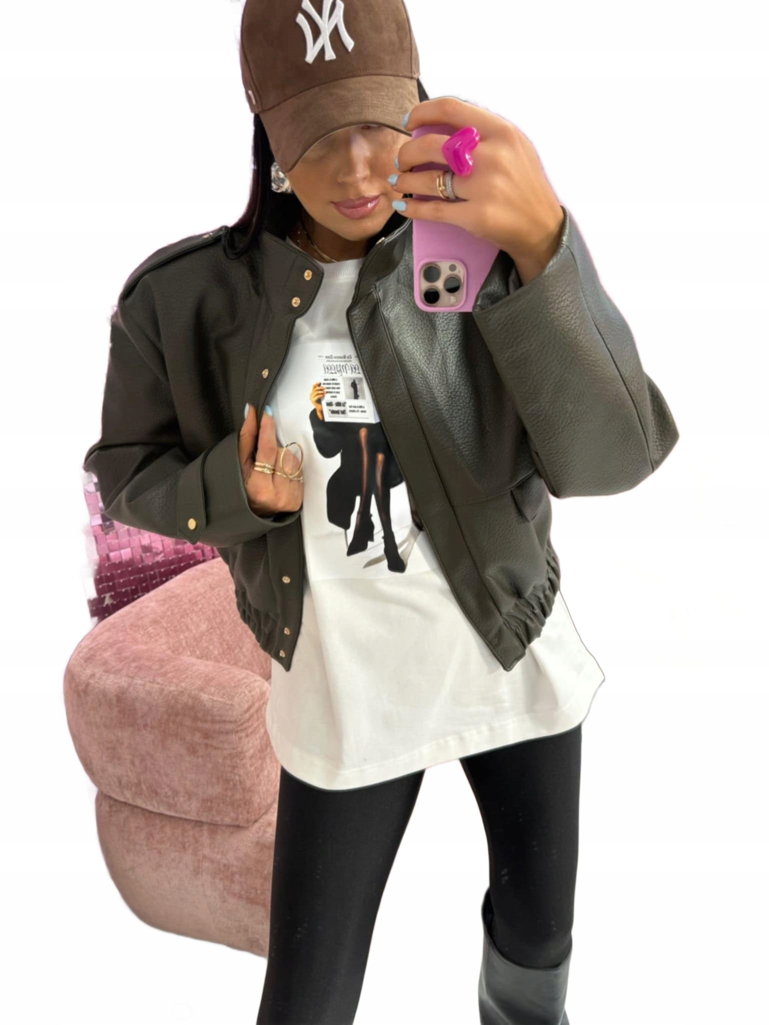 La Milla Bunda Bomber Premium Eco Kůže Khaki Univerzální