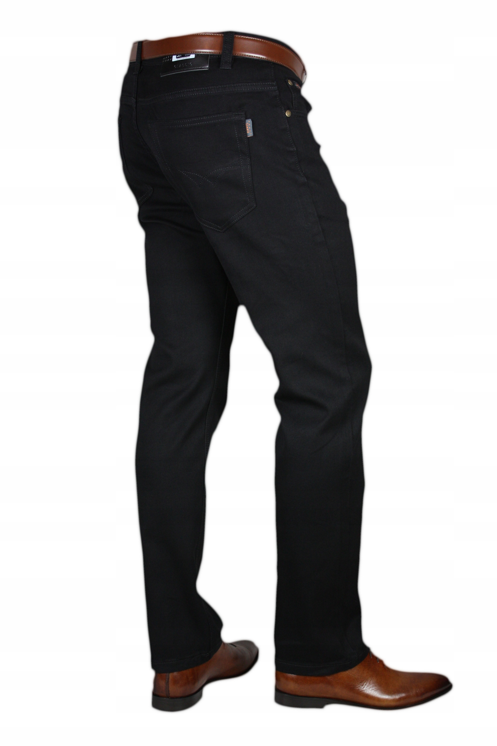 SPODNIE MĘSKIE SAVIL - CZARNE W35 L32 PAS 90-92 Rozmiar 35/32