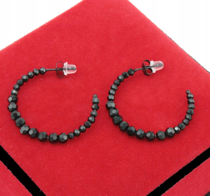 

Kolczyki Koła Black Beads Stal Chirurgiczna 316 L