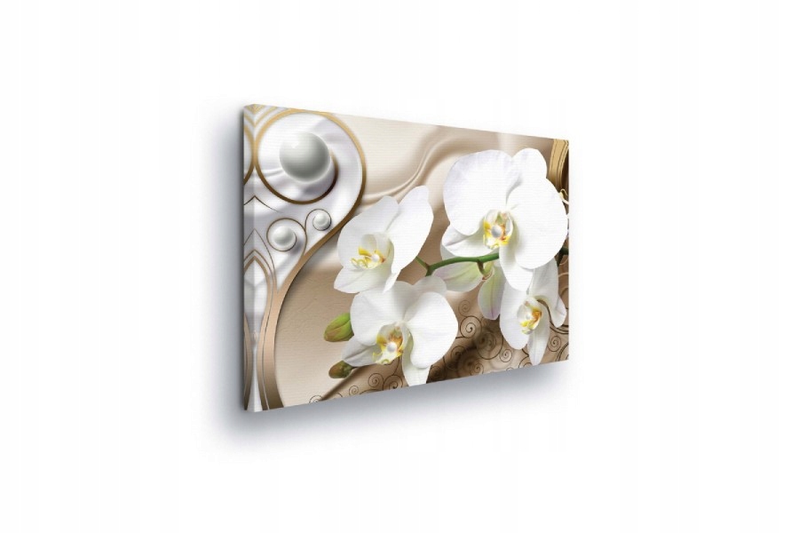 Obraz 100x75 Bílé orchideje jemnost elegance zlato abstrakce