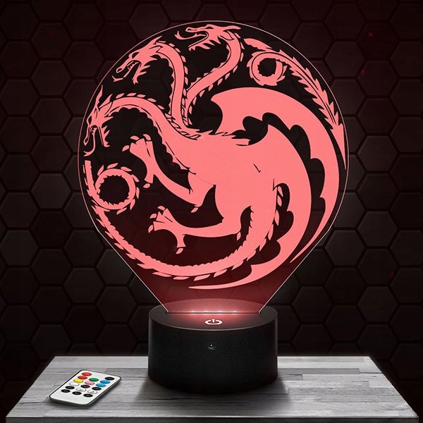 Lampka Nocna Gra o Tron Led Ród Smoka Targaryen 3D Zasilanie sieciowe