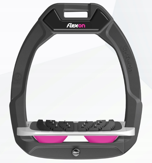 třmeny Flex-on Safe-on 12 cm tmavě šedé/ pink