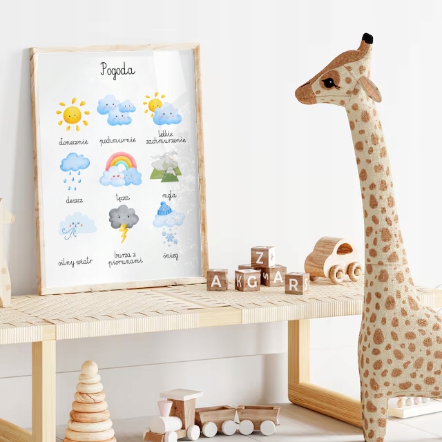 PLAKAT EDUKACYJNY OBRAZEK MONTESSORI POGODA SŁOŃCE DZIECIĘCY 30x40 cm Marka inna marka
