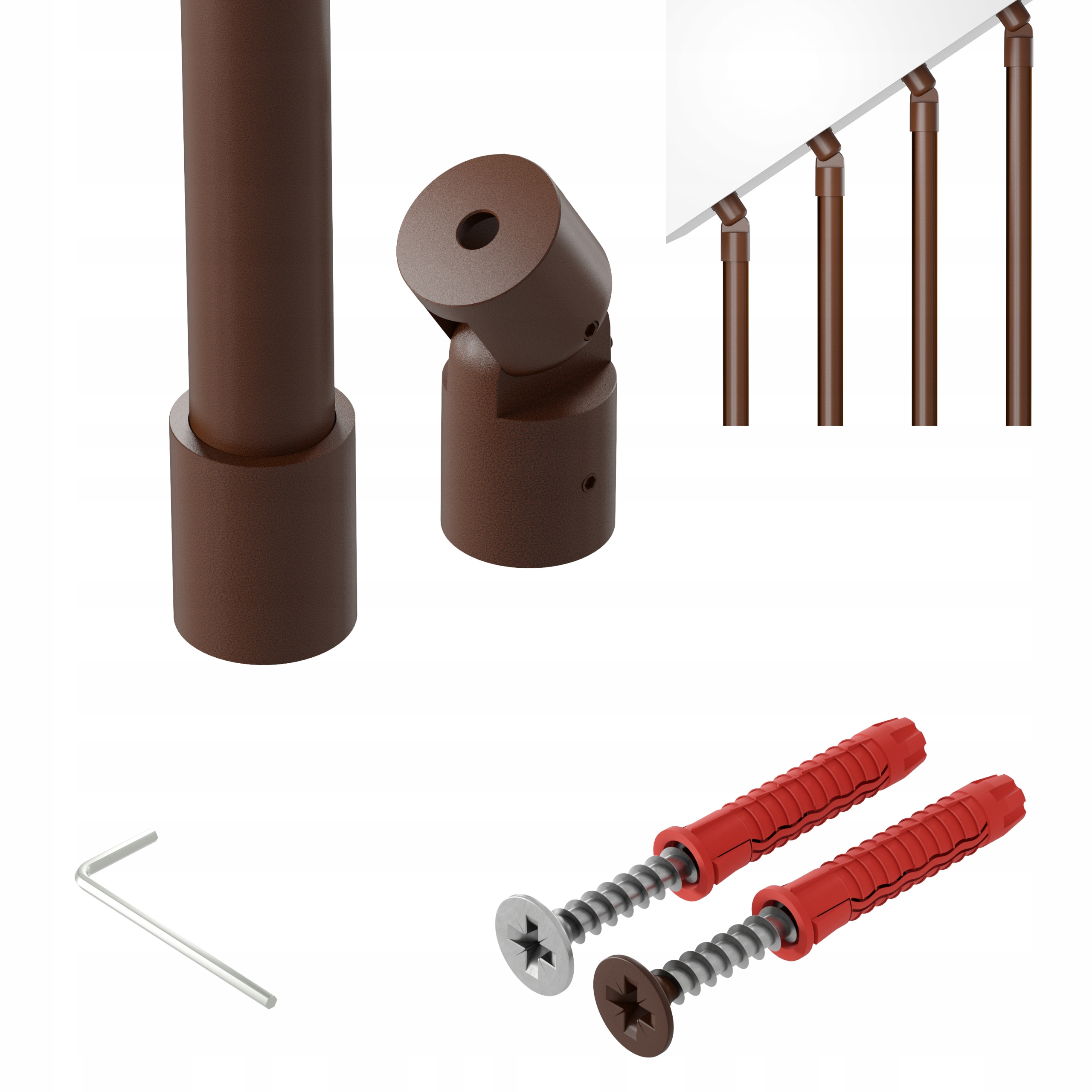 Zábradlí na schody harfa šikmá nastavitelná hnědá 400 cm fi 25 mm Nebo