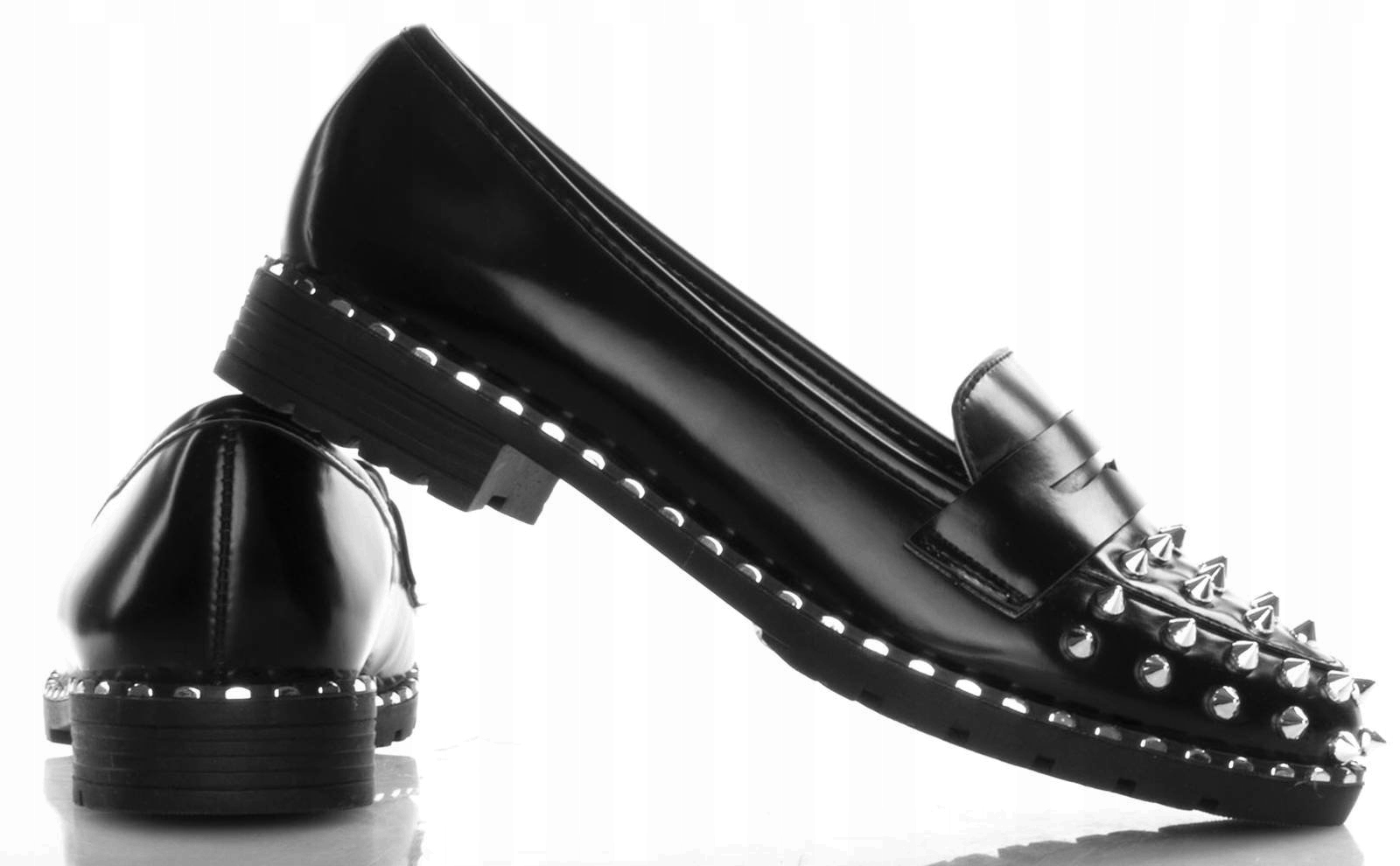 5802 CZARNE MOKASYNY PÓŁBUTY ĆWIEKI EKOSKÓRA 40 Rozmiar 40