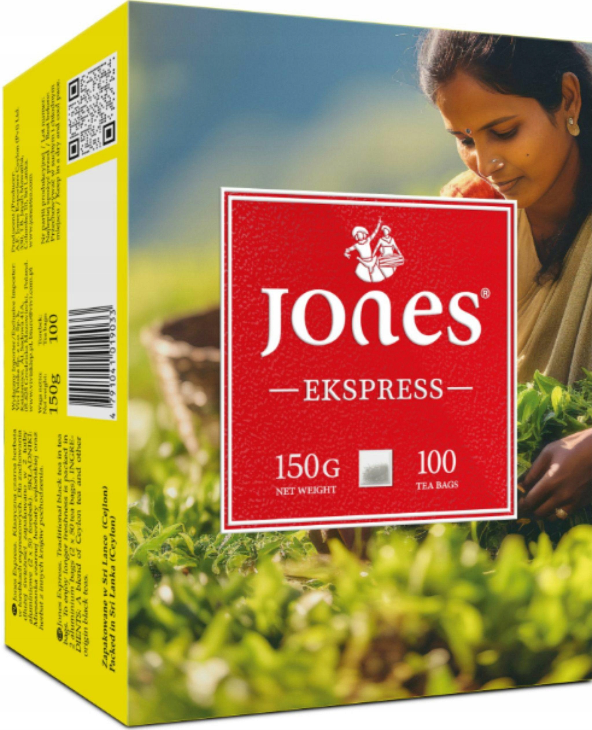 8 Sztuk Herbata Czarna Jones 100TB Ekspress Żółta Bez Zawieszki 150G