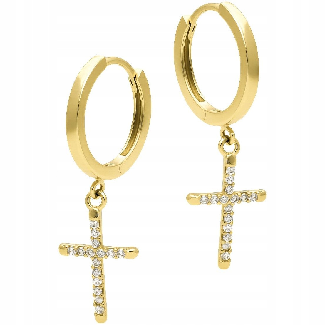 Náušnice Harf zlato zirkon křížek