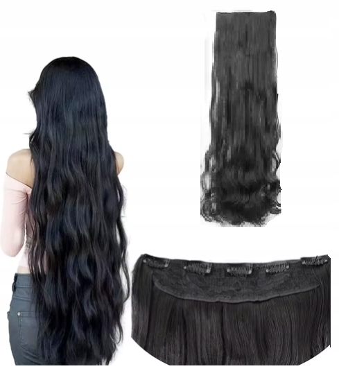 Włosy Clip In Czarne Długie 87 CM Falowane 1403