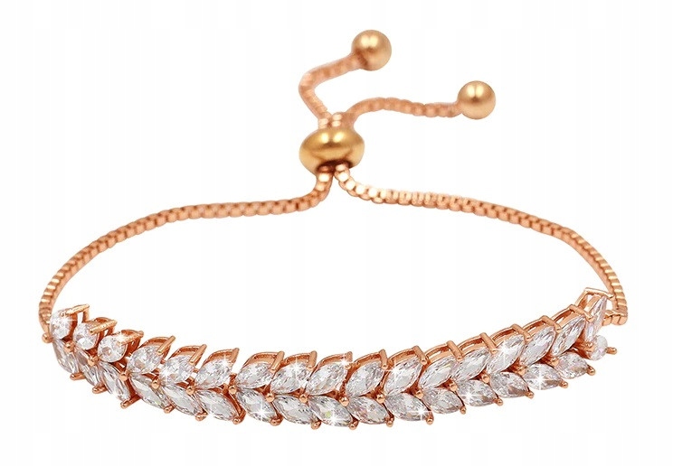 

Bransoletka stalowa rose gold cyrkonie kryształki