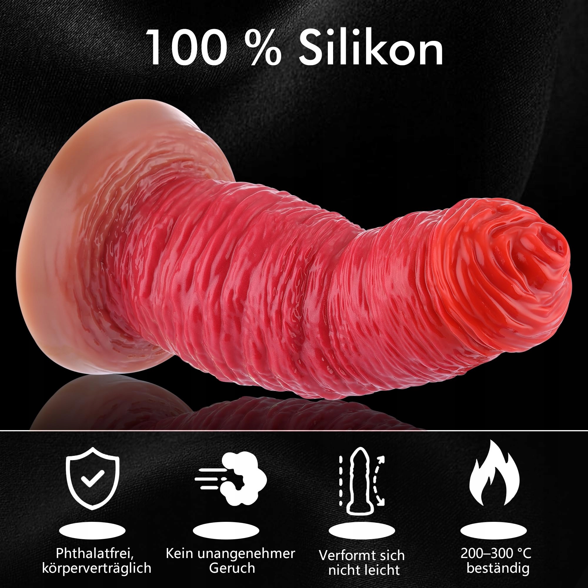 ROSE BLUME Duży Realistyczny Czerwony Silikonowy Dildo z Przyssawką 25x9cm — miniatura 6