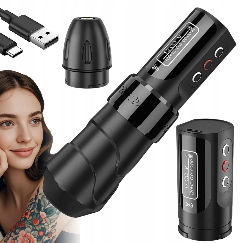 Bezdrátový Na Tetování 4-12 V LCD 2000 Mah Regulace Jehly