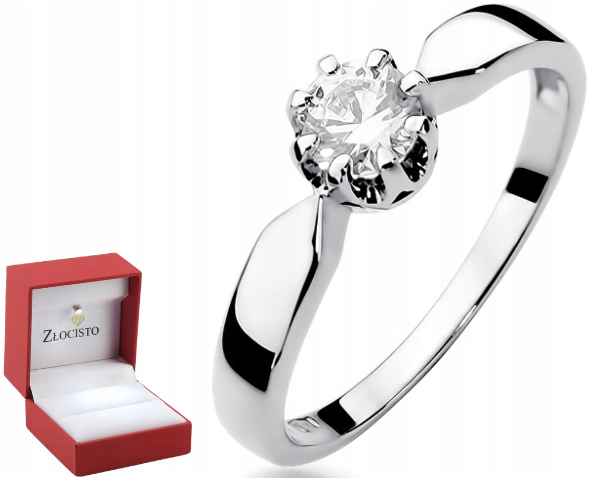 Bílé Zlato Prstýnek Diamanty 0,70 Ct Gravírování Dárek Pro Ženu