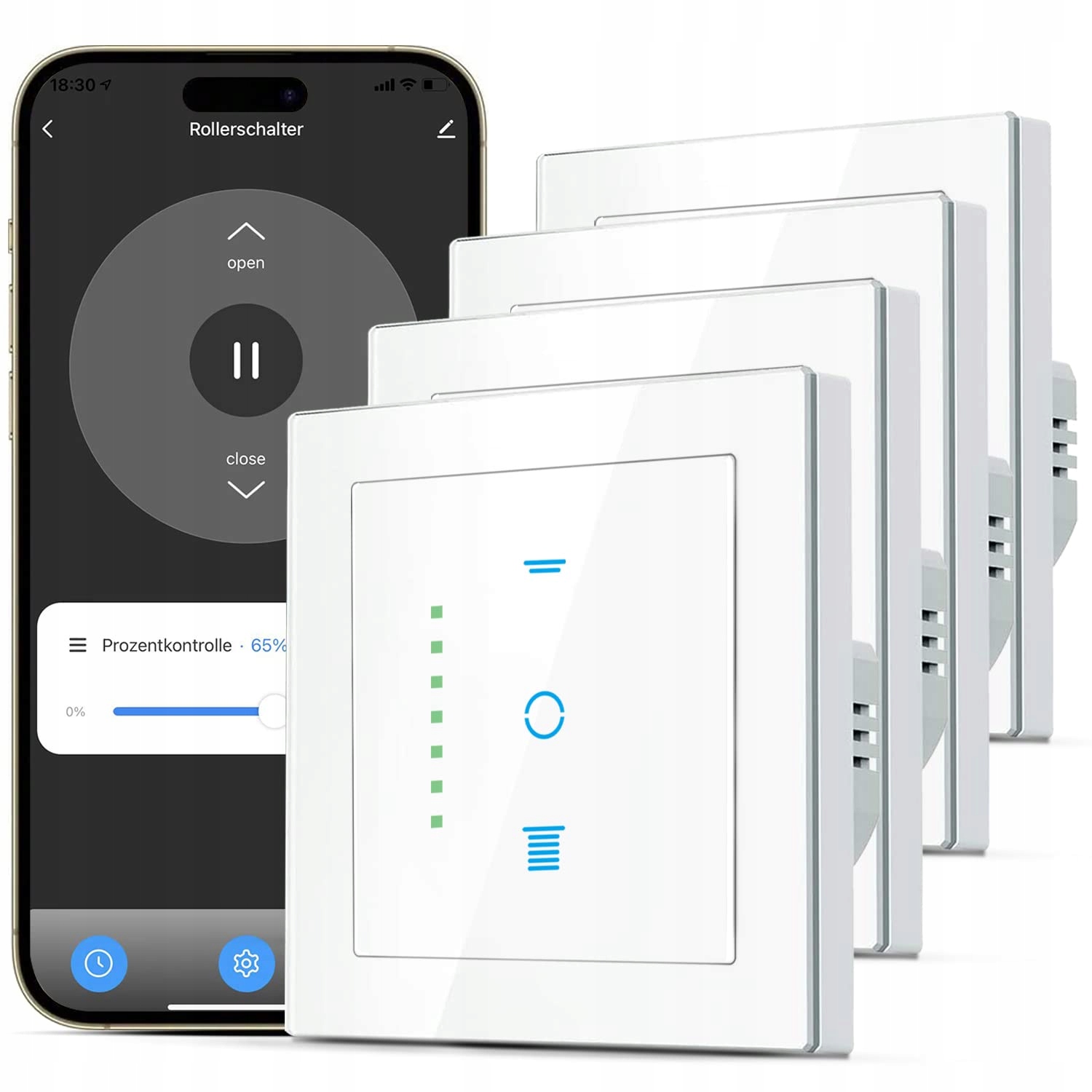 Prepínač roliet Currysmarter Wlan 6. generácie s Led pre Echo Alexa/Google 4 ks