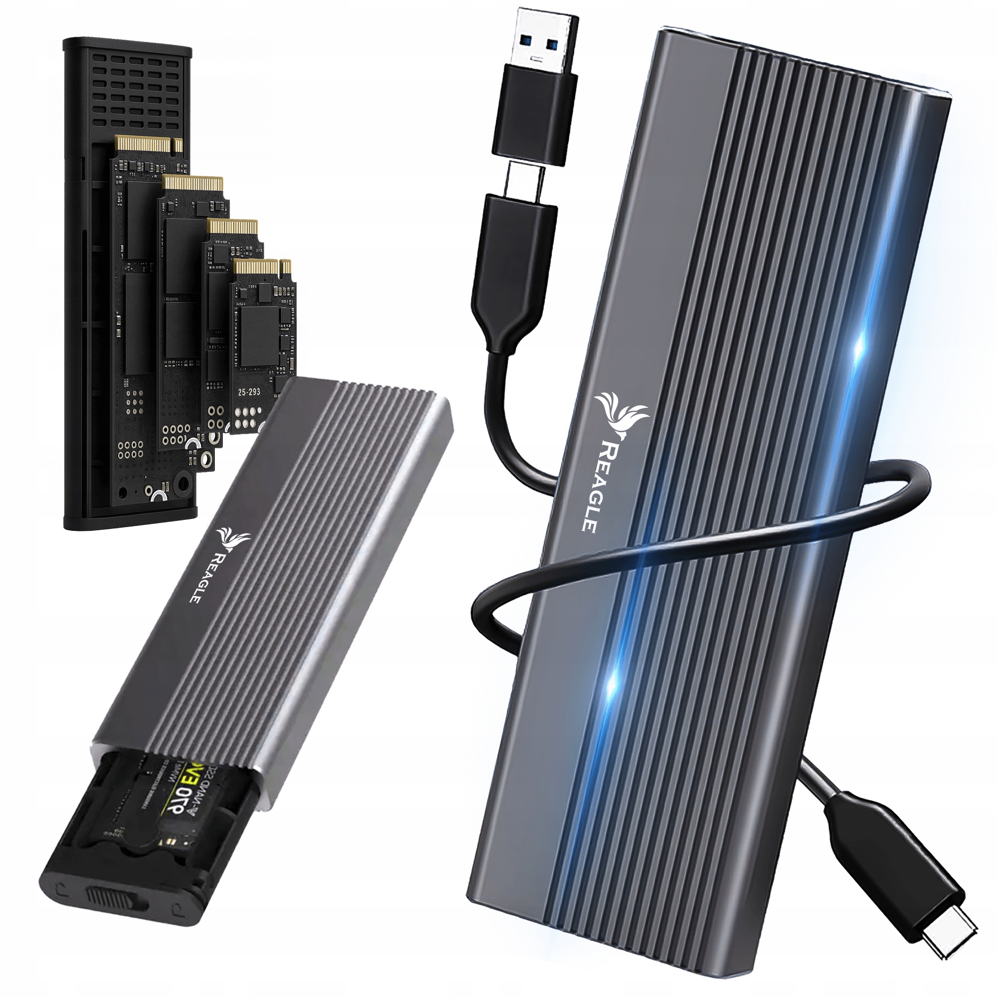 OBUDOWA ADAPTER NA DYSK SSD M2 NVME PCIE 2W1 USB C 3.2 10Gbps KIESZEŃ M.2