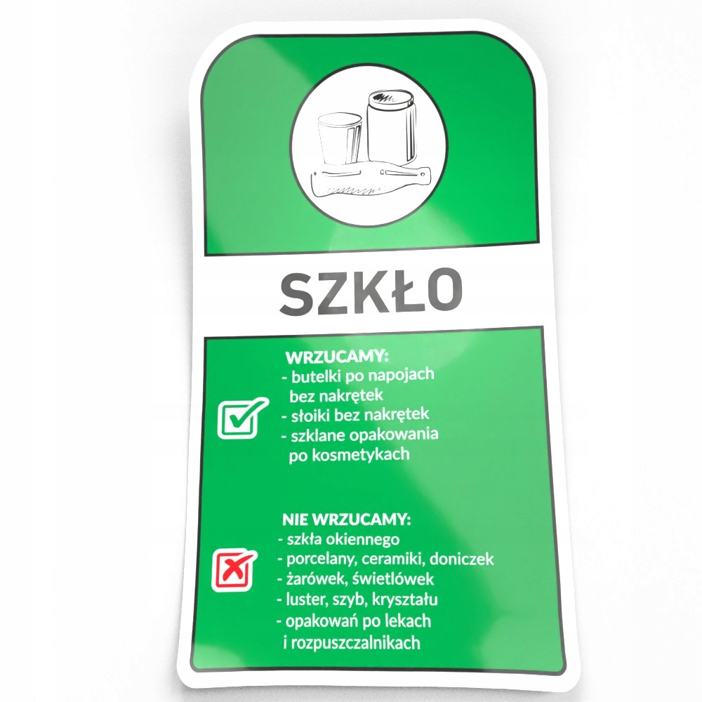 

Naklejka Na Kosz Szkło segregacja śmieci 30cm