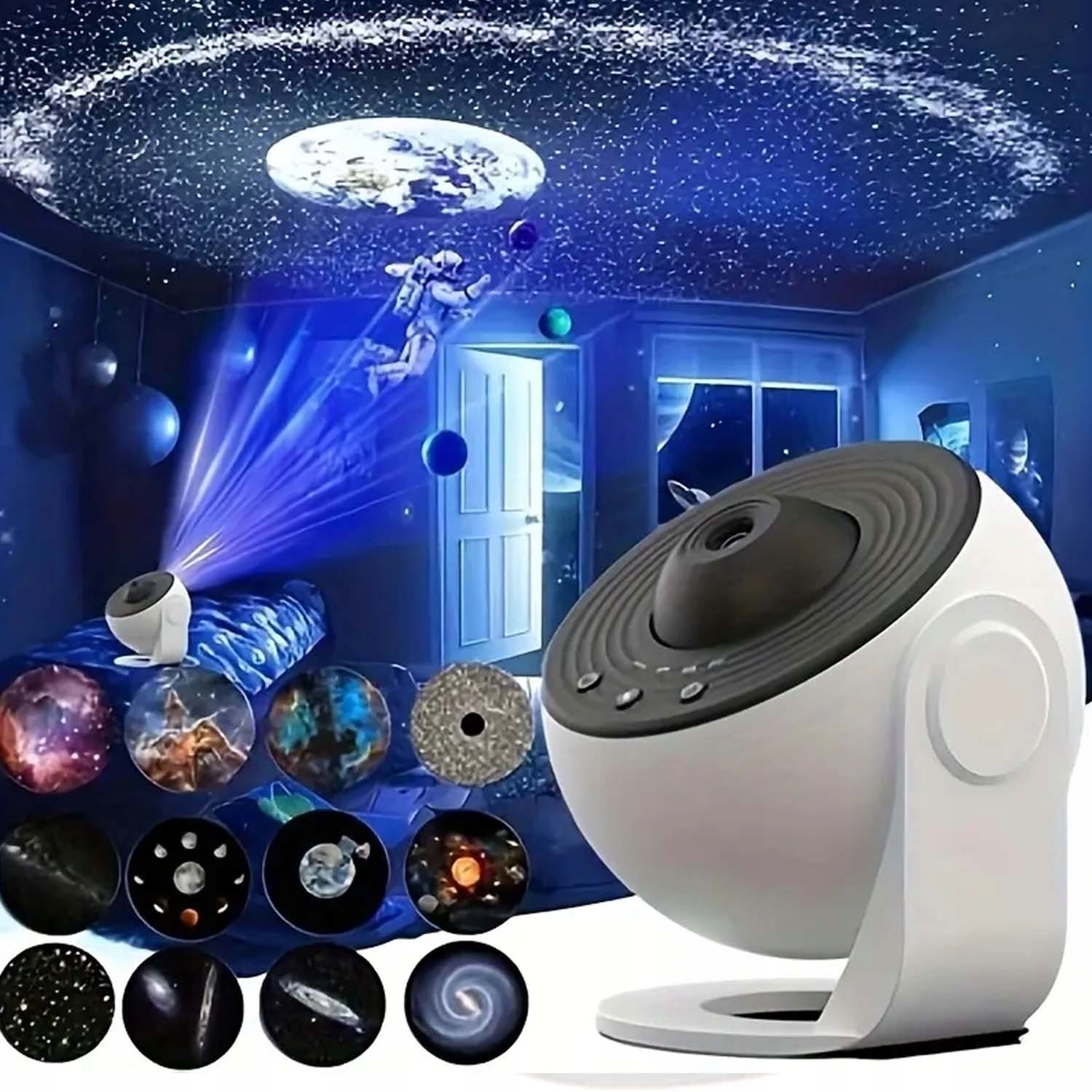 LED PROJEKTOR GWIAZD RZUTNIK NIEBA LAMPKA NOCNA Z CICHYM OBROTEM I TIMEREM