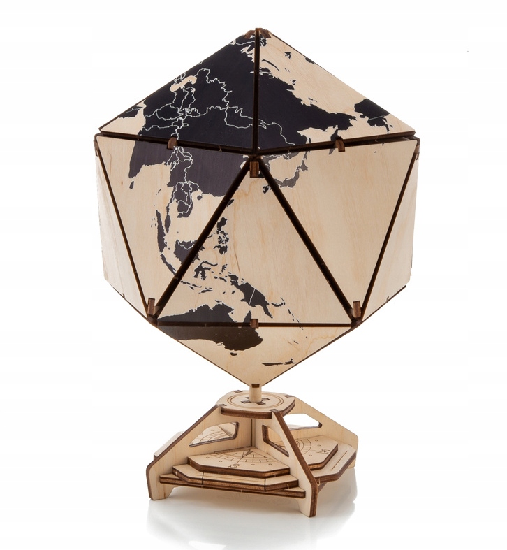 

Eko Wood Art Dwudziestościenny Globus Czarny3D