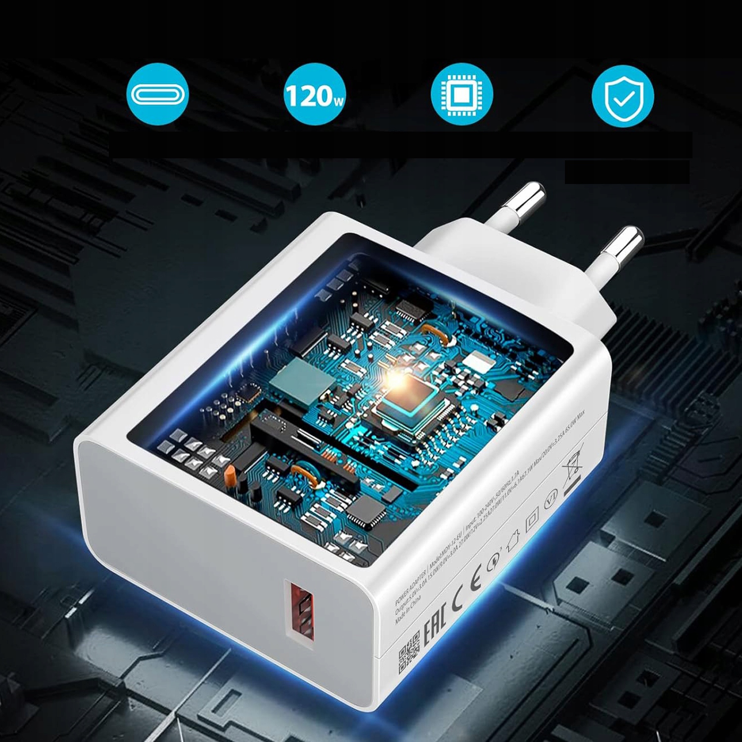 ŁADOWARKA SIECIOWA 120W DO XIAOMI 13 12T 11T Pro 12 Lite 12X Z KABEL USB-C Prąd wyjściowy 6000 mA