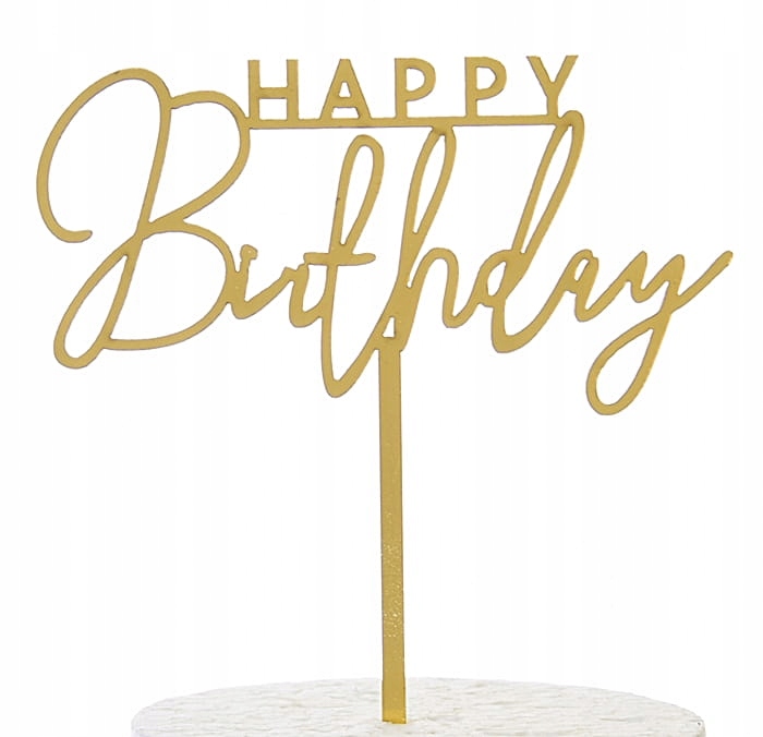 

Topper akrylowy Happy Birthday złoty