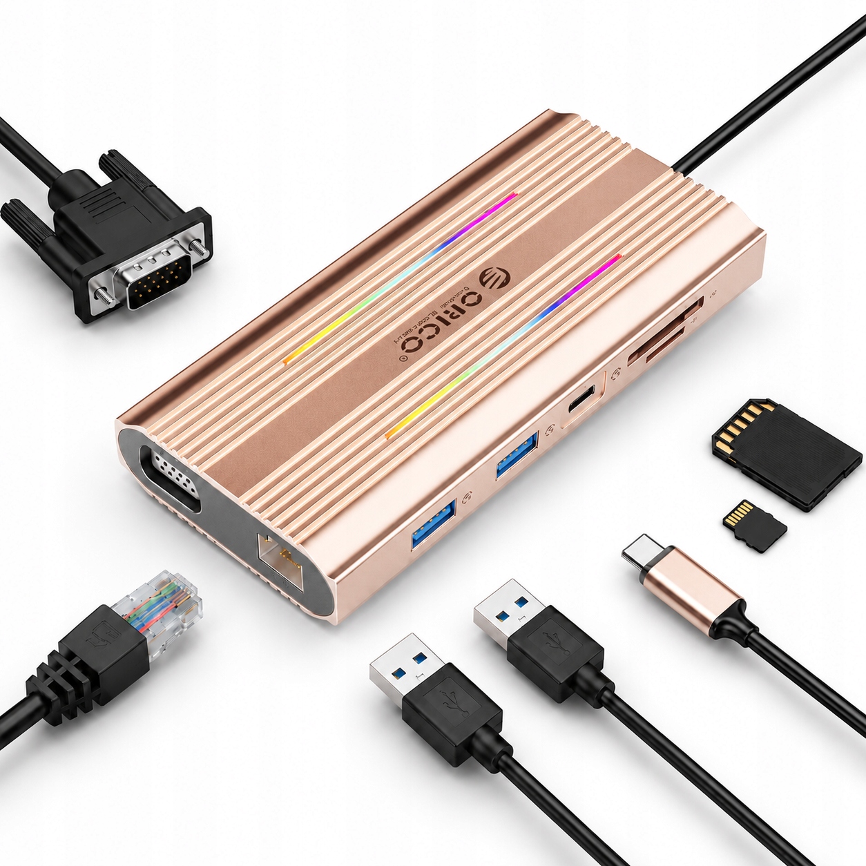 Stacja dokująca Usb-c Orico Xdr Rgb 12w1 Hdmi 4K Vga Pd 100W